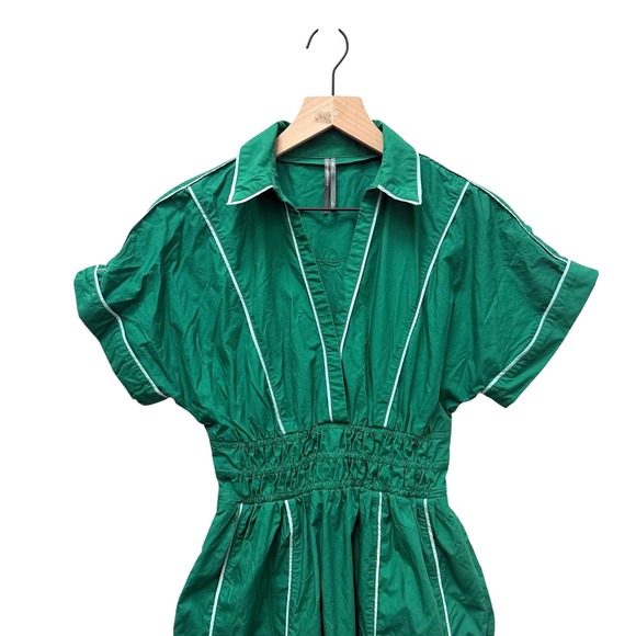 Anthropologie The Somerset Maxi Dress Green Aged Jadette Piping Seams Size XS P - Picture 4 of 9